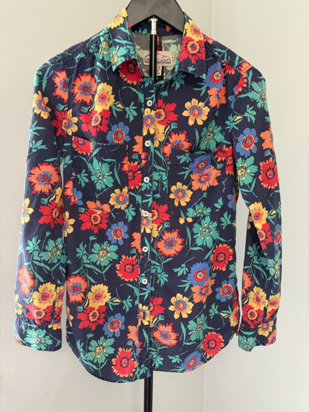 Overland Helen Floral Lyocell Button Down Shirt - Boho Artsy Utility Top XS - Picture 2 of 8